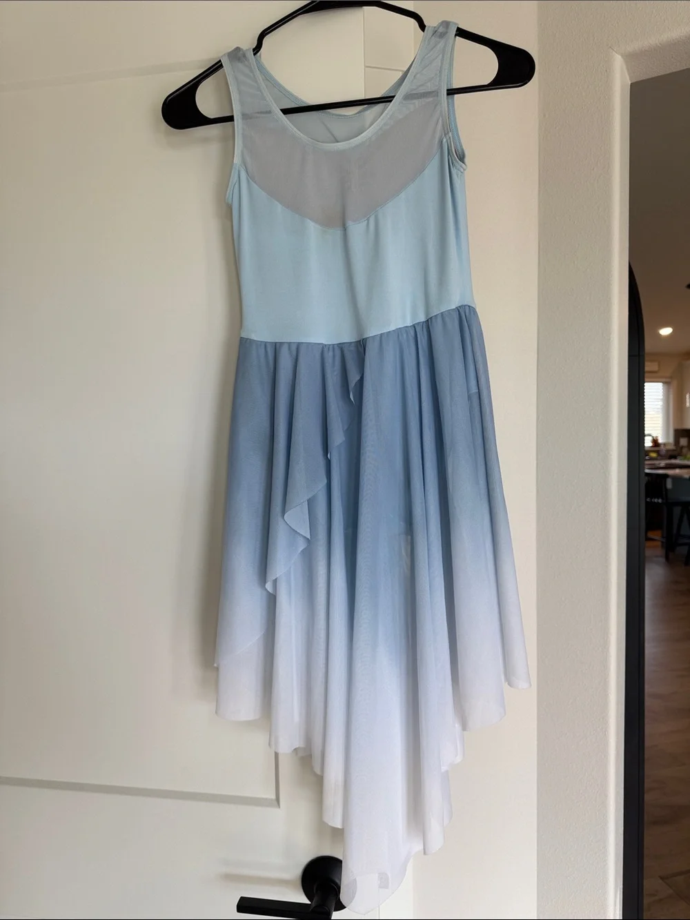 Weissman Blue Ombre Girls Dance Dress with Sheer Yoke